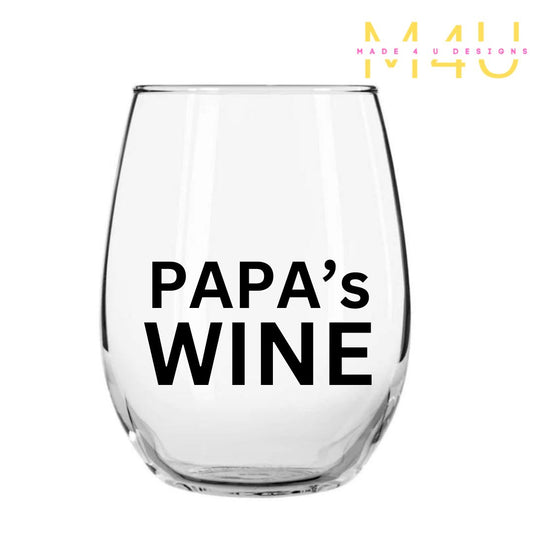 Papa Wine Glass