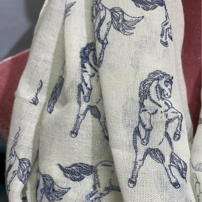 Ivory or Gray Horse Infinity Scarf