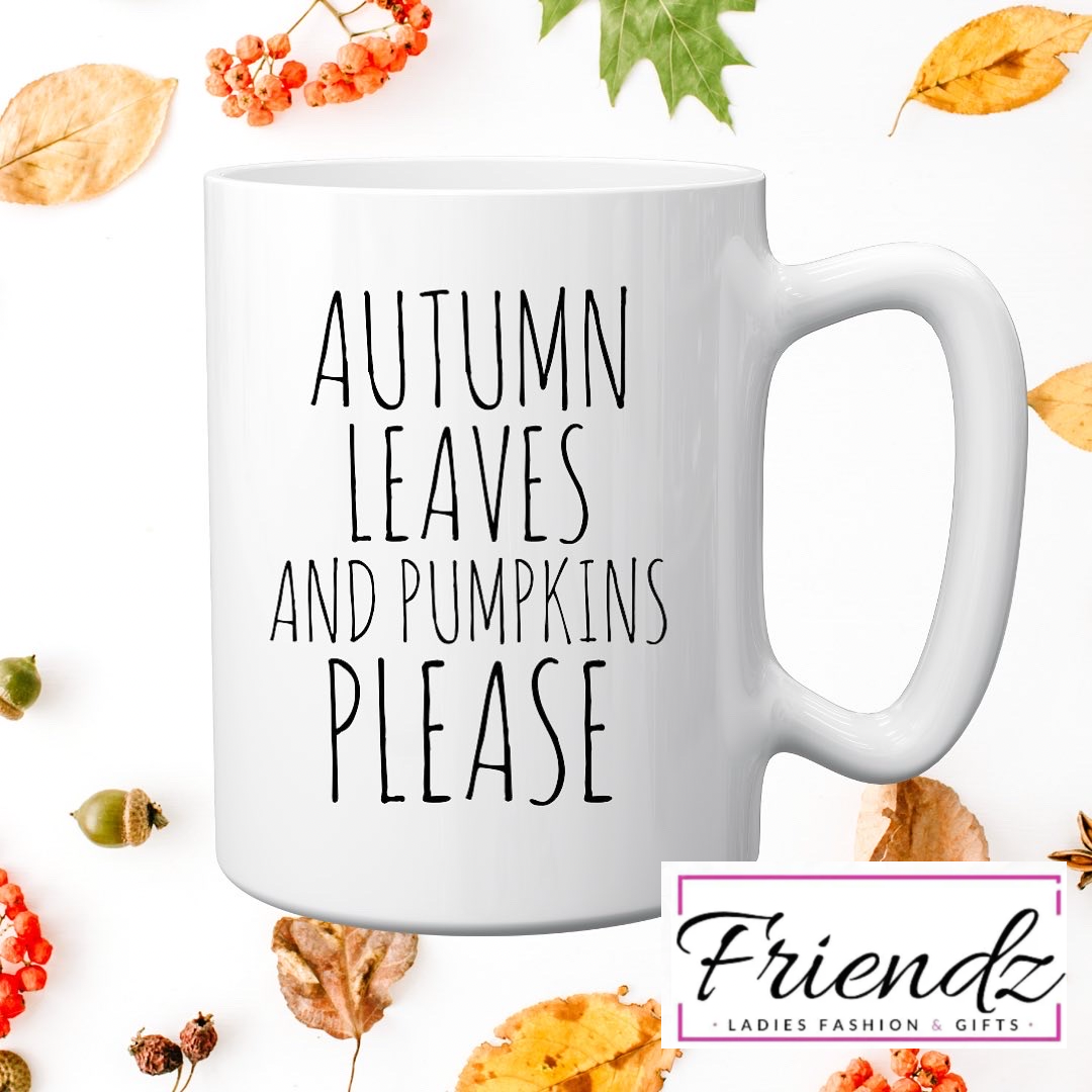 Autumn Leaves and Pumpkins Please Mug