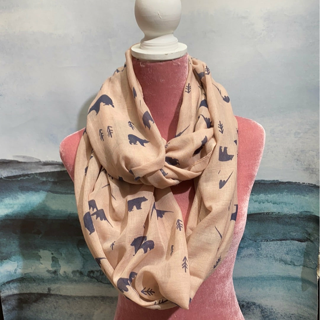 Rose or White Mama Bear infinity Scarf Mothers Day