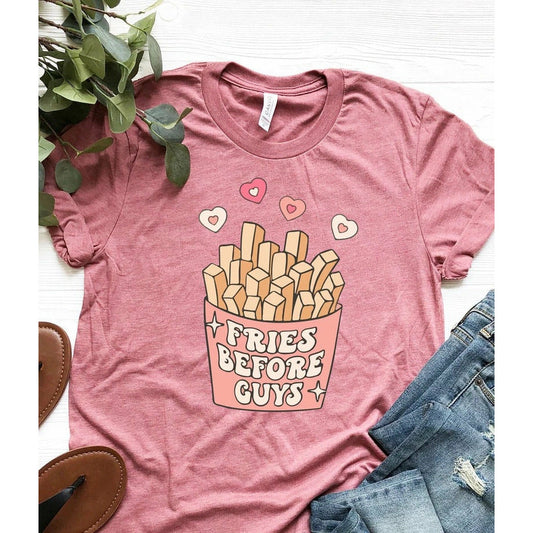 T-shirt imprimé graphique Fries Before Guys