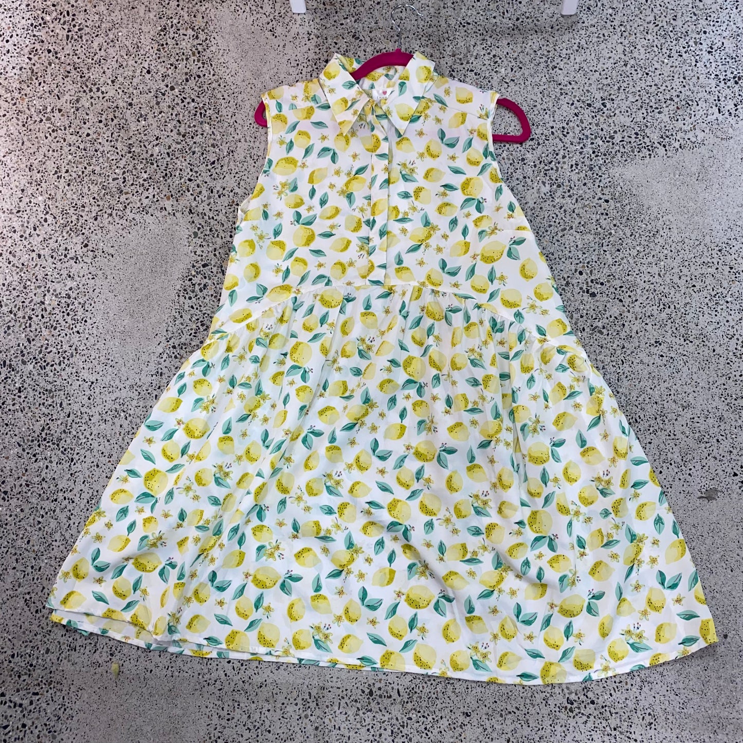 Lemon Button Blouse Dress