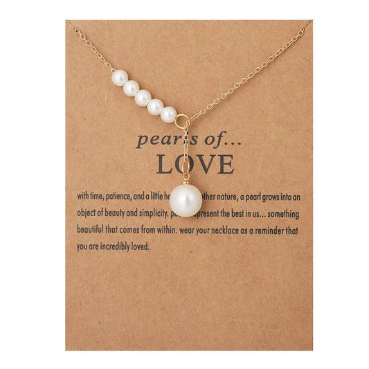 Gold Plated Pearls of LOVE Necklace 6 Beads