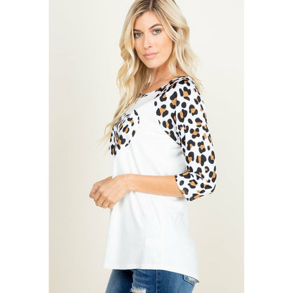 FINAL SALE Leopard Ladies Retro Ball Shirt Tee Style with Heart of front Top