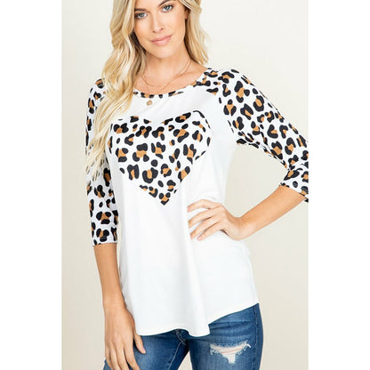 FINAL SALE Leopard Ladies Retro Ball Shirt Tee Style with Heart of front Top