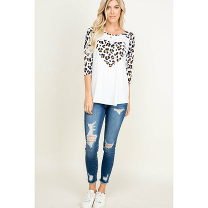 FINAL SALE Leopard Ladies Retro Ball Shirt Tee Style with Heart of front Top